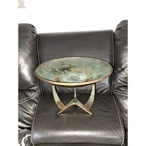 Vintage Mid Century Brutalist Israeli Brass Metal Tazza Centerpiece Fruit Bowl